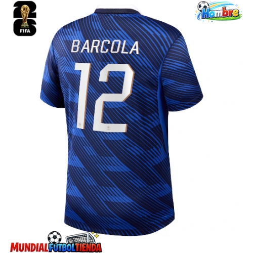 Camiseta Francia Bradley Barcola #12 Primera Equipación Replica Mundial 2026 mangas cortas